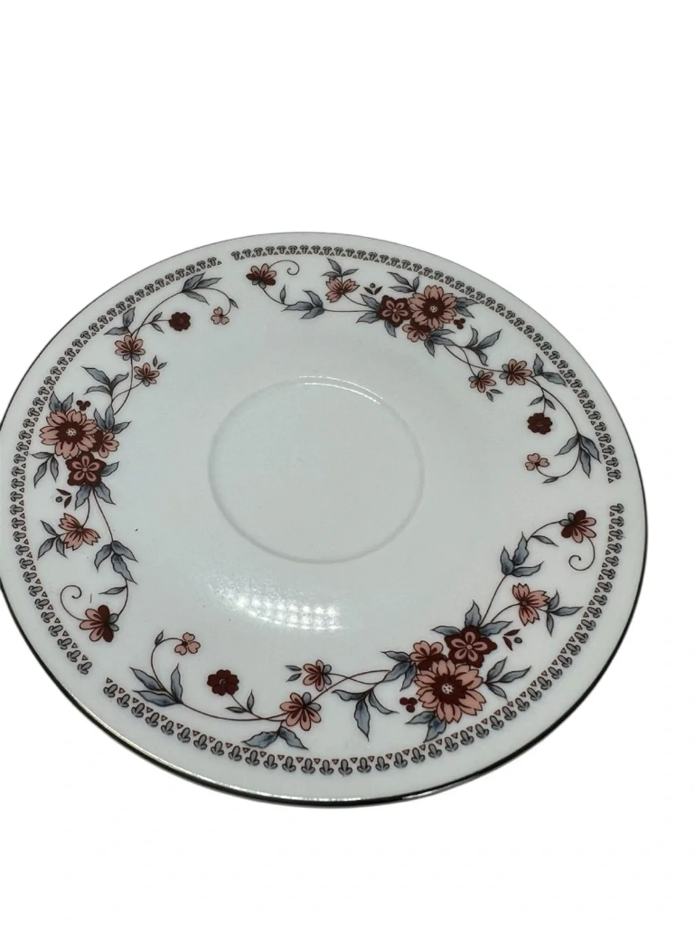 White/Pink/Rust Floral Porcelain Fine China Teacup & Saucer Set by Sheffield